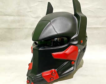 Helmet Custom Arkham Motorcycle Black And Red Style ( (Dot Ece Certified)