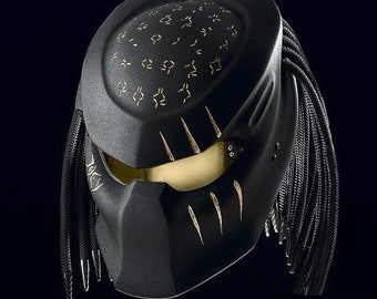 Predator Motorcycle Helmet Custom Crack Gold Curving (Dot Ece Certified)