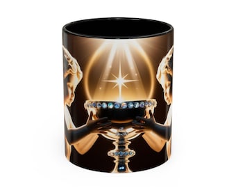 Tasse à café accent chérubin céleste, tasse ange, cadeau unique pour les amateurs d'art, décoration d'intérieur, spiritualité, cadeau d'anniversaire, amateur de café