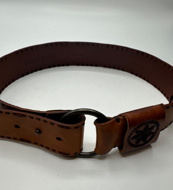 VINTAGE Linea Pelle Leather Belt Size S Brown Pattern Boho  display picture 1