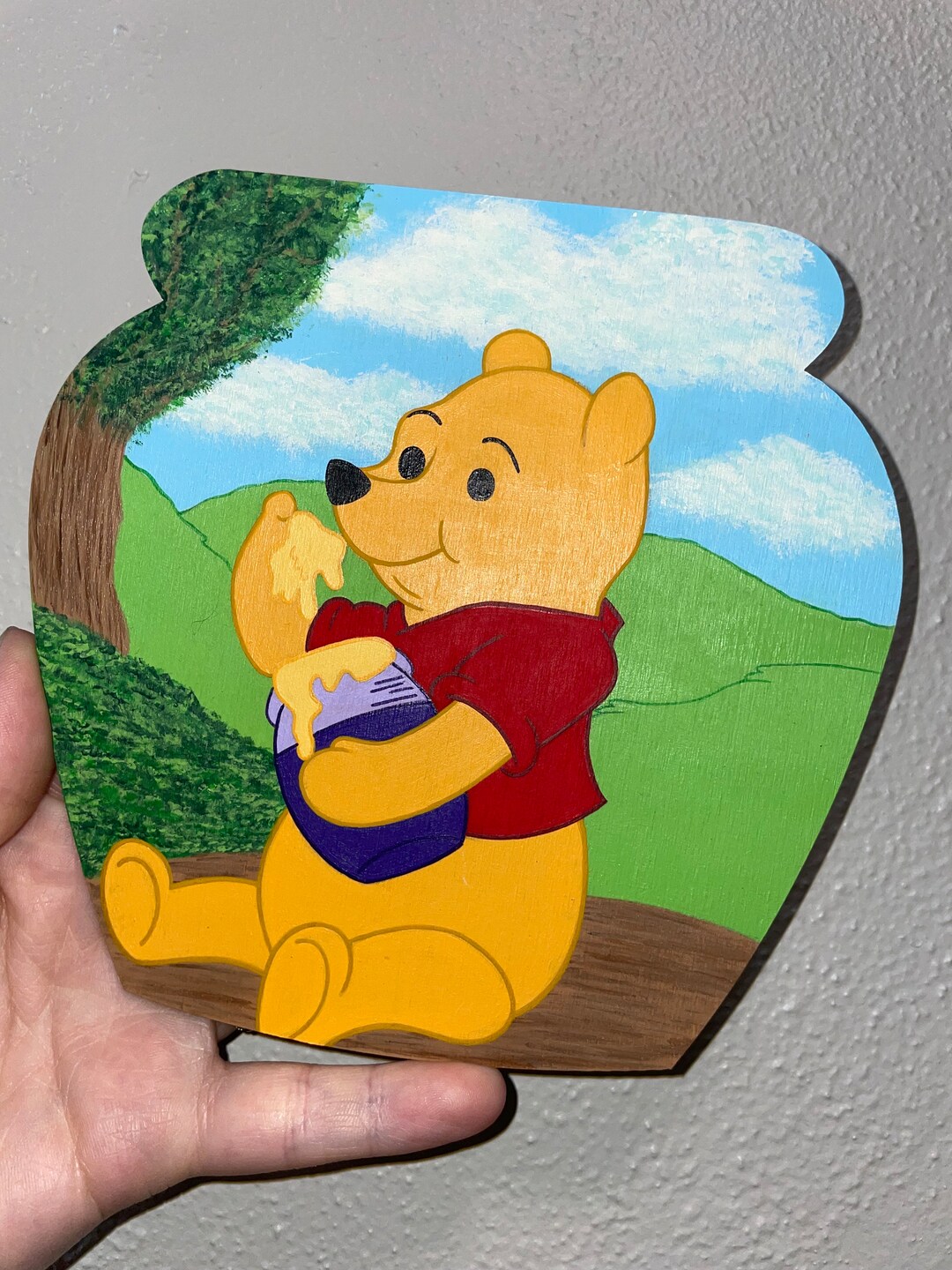 Hand Painted Winnie the Pooh Honey Pot Wooden Decor Etsy