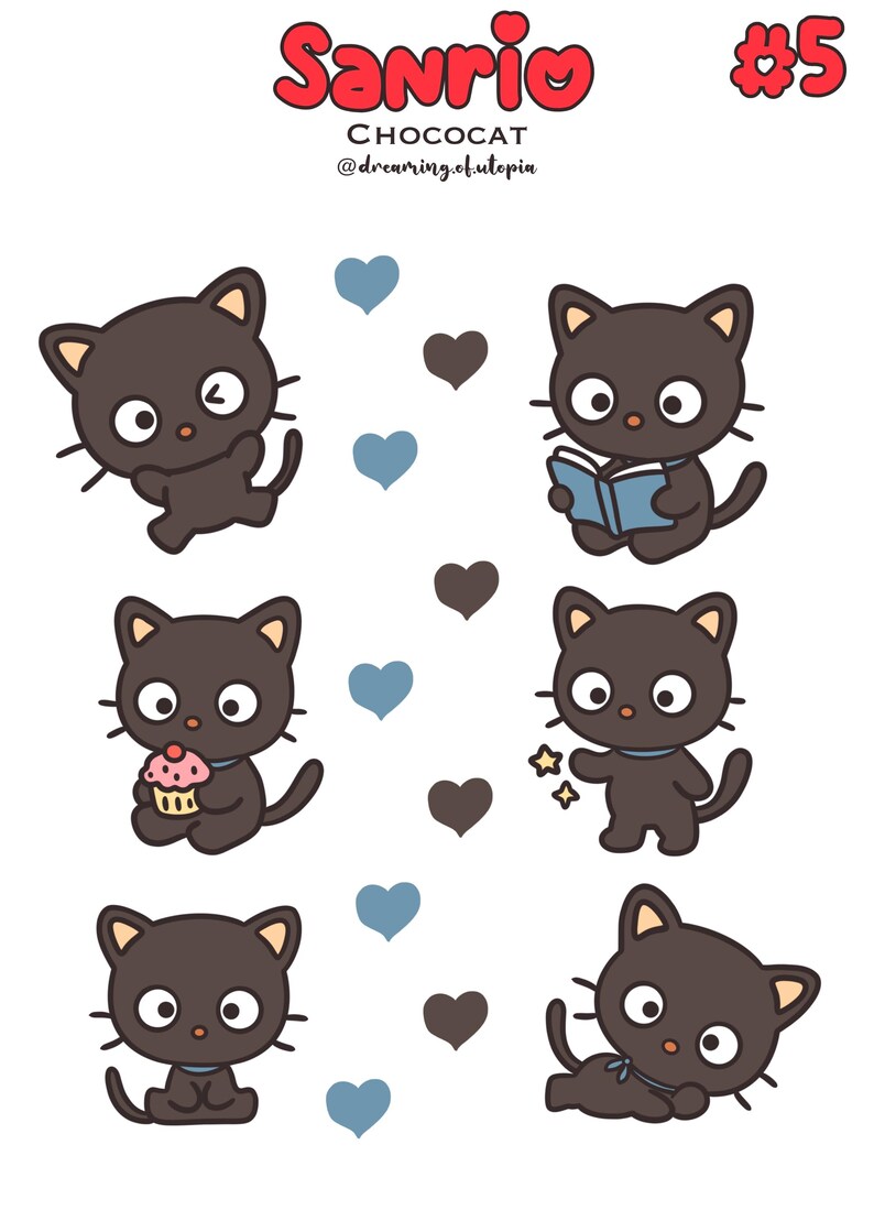 Chococat Cat Sticker Adorable Hello Kitty and Friends - Sanrio Stickers - Etsy