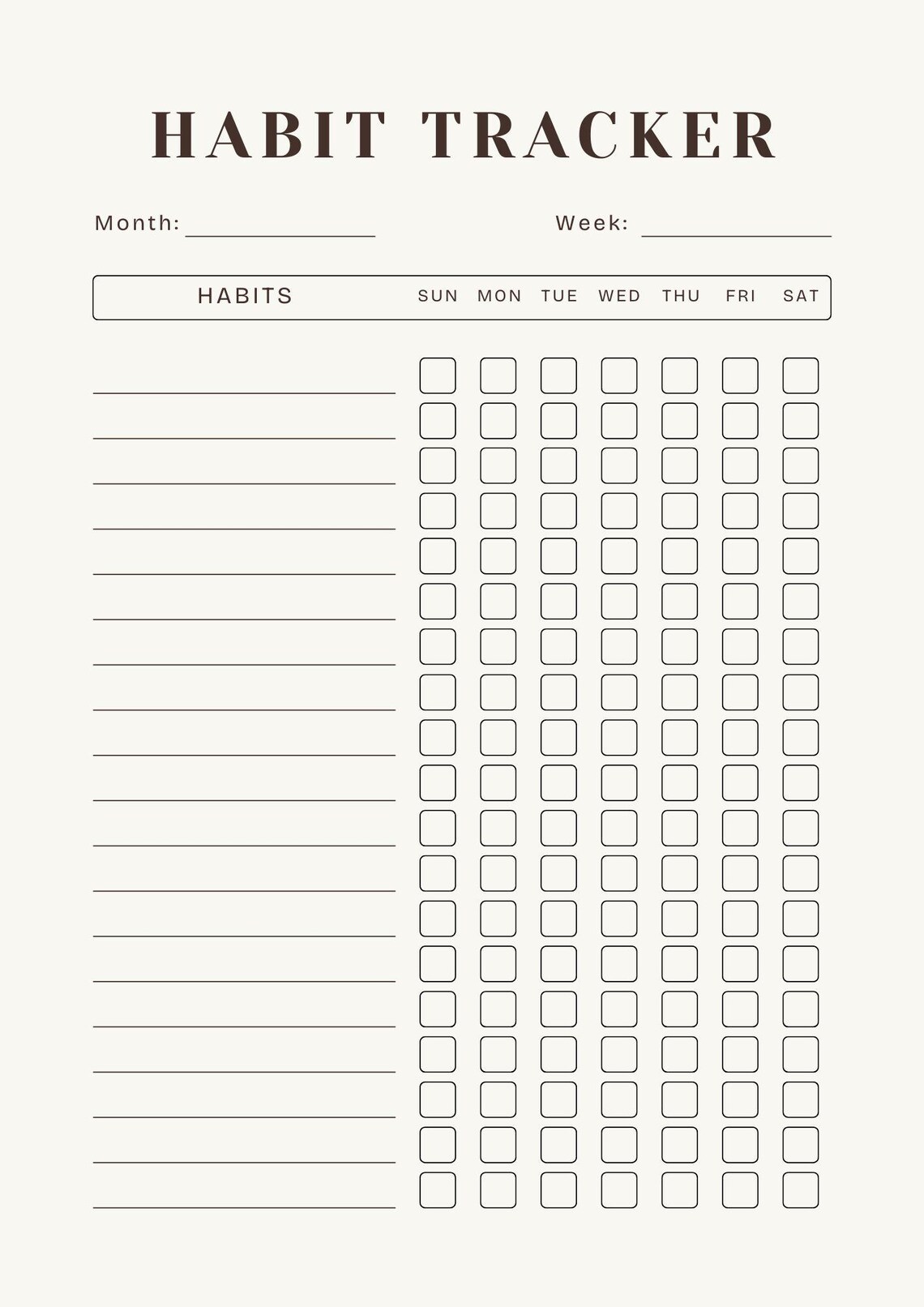 Minimalist Habit Tracker Printable | Daily Habit Tracker PDF | Wellness ...