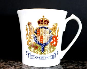 Hand Picked Vintage Queen Mother's 90th Birthday Commemorative Mug - 1990.  Aynsley Bone China.