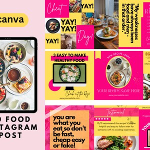 30 Healthy Recipe Food Instagram Post | Healthy Eating Recipe Branding | Instagram Templates | Canva Template | Social Media Marketing