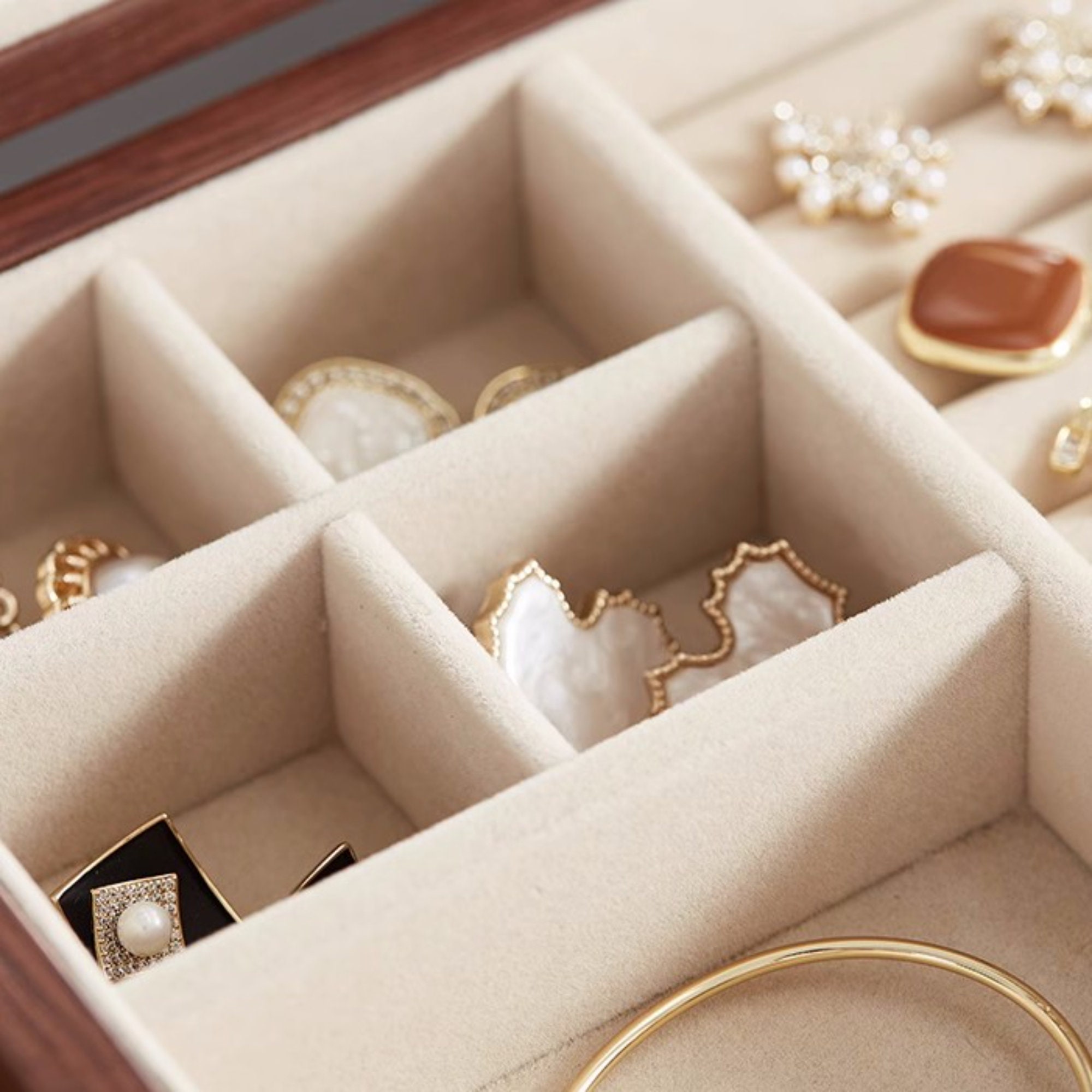 Personalized 5 Layer Glass Lid Jewelry Box Large Wooden Etsy