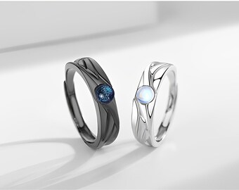 Engel Dämon Paar Ringe | Passendes Band für Freundinnen | Silber Ringset Beziehungsversprechen | Bester Freund Geschenk |Passende Ringe