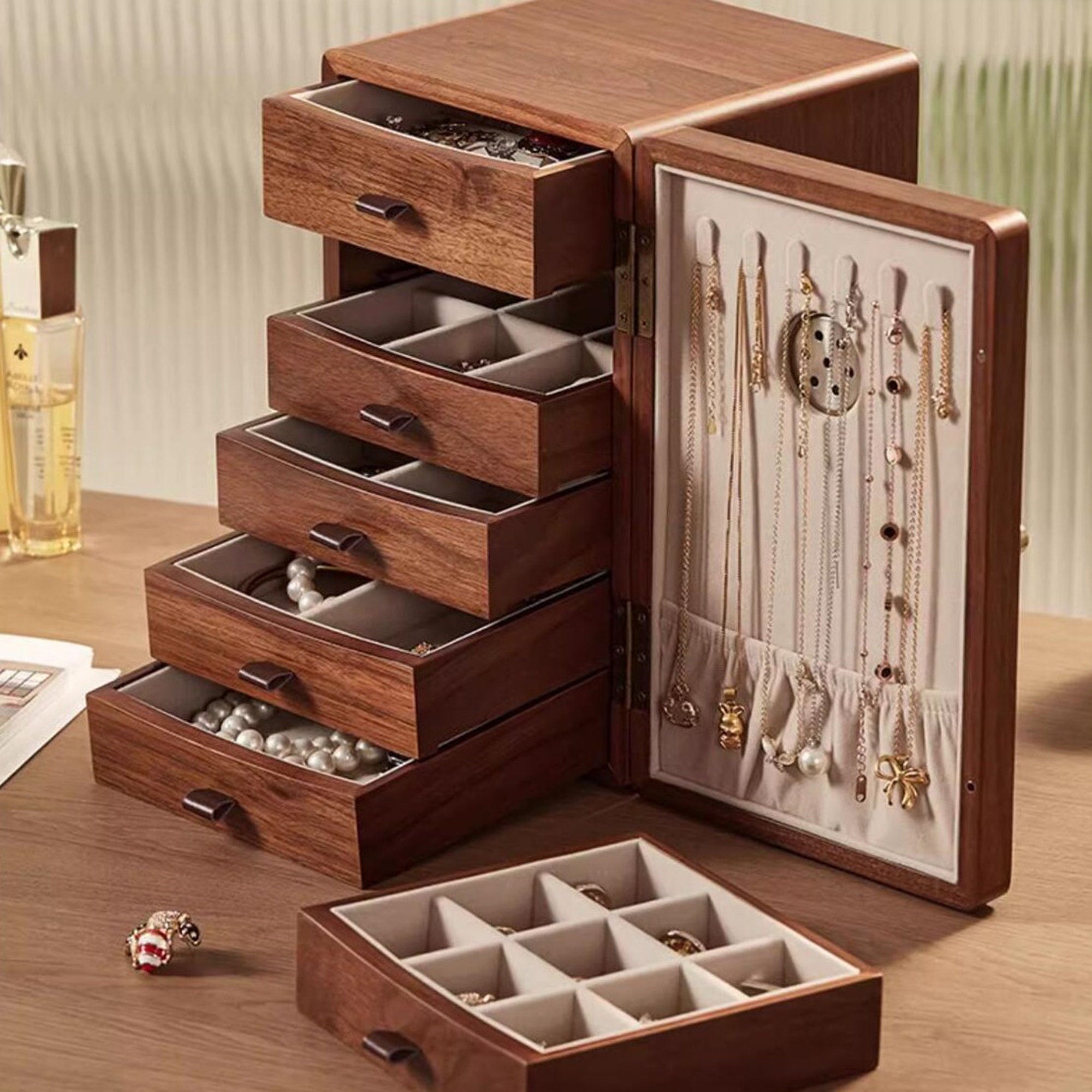 Chosin Wooden Jewelry Box Dark Brown Wooden Jewelry Box Solid Wood