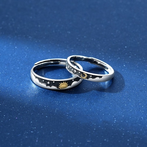 Sun Moon Star Couple Rings Boyfriend Girlfriend Matching Etsy