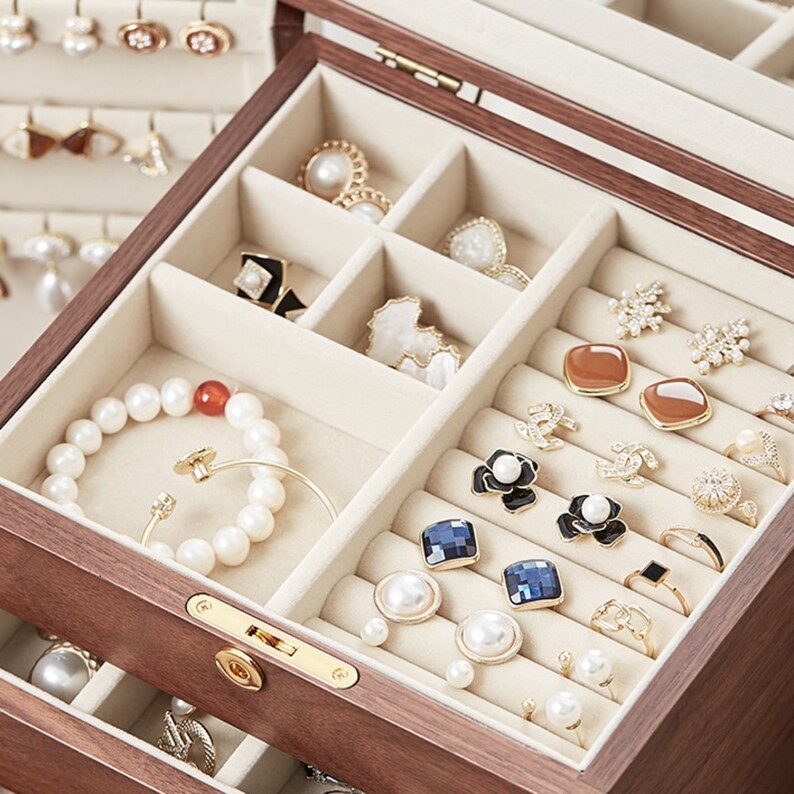 Large Jewelry Box 5layer Wooden Jewelry Organizer Large Etsy