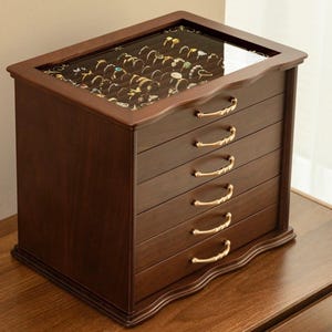 Retro Box, Luxus Vintage Holzschmuckschatulle, 6 Schichten Holz Schmuck Organizer, große Kapazität Holz Schmuckschatulle mit Schubladen Geschenk für Sie