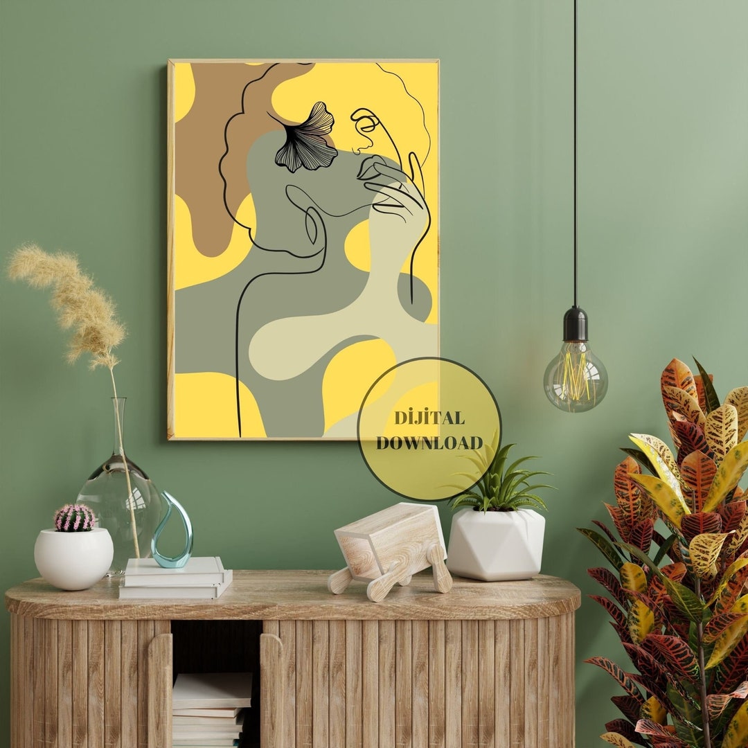 Abstract Woman Silhouette Boho Woman Canvas Minimal Woman Etsy
