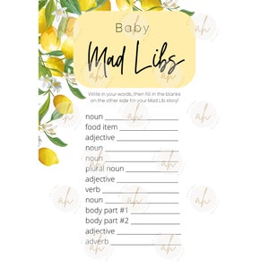 2 Pack Baby Shower Printables - Citrus Themed