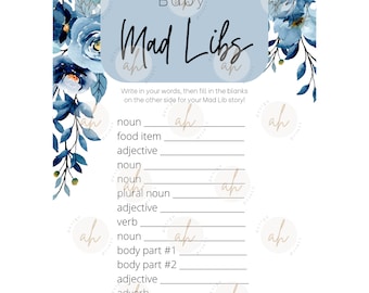 2 Pack Baby Shower Printables - Blue Floral