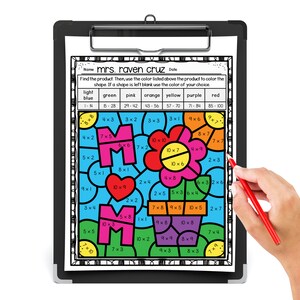 Mother&#39;s Day Multiplication Color by Number Worksheet, 3rd Grade Math Centers, Mother&#39;s Day Activities Classroom, School Mother&#39;s Day Gift