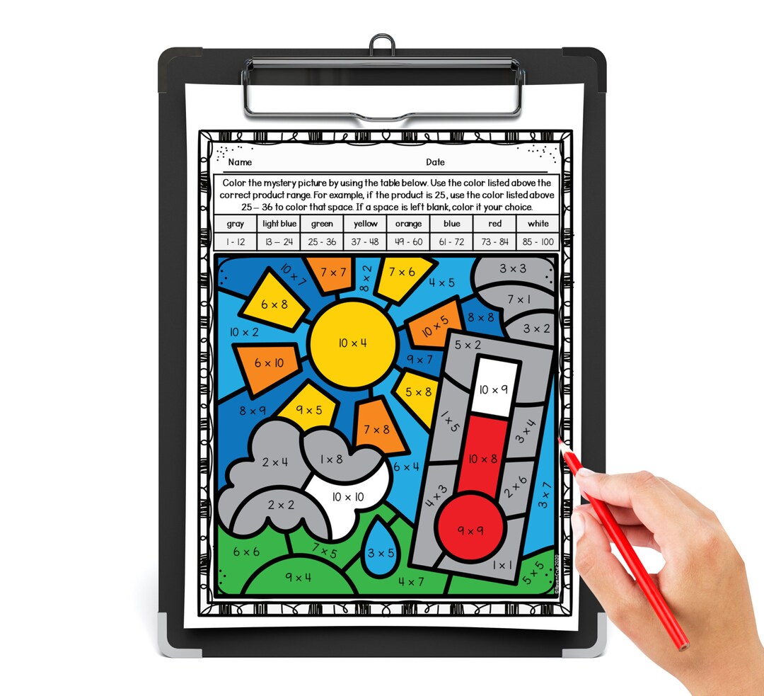 Weather and Season Multiplication Color by Number Worksheets 3rd Grade ...