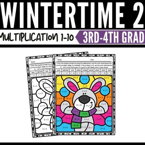 Winter Color by Number Multiplication Worksheets, Winter Classroom Math ...