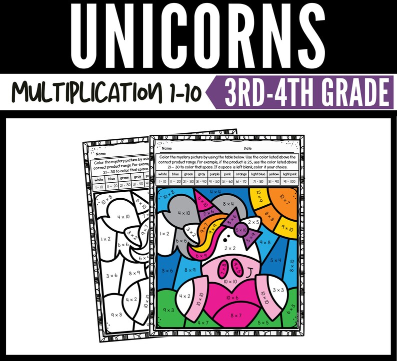 Unicorn Color By Number Multiplication Worksheets 3rd Grade Math unicorn-color-by-number-multiplication-worksheets-3rd-grade-math