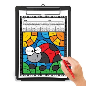 Bugs Color by Number Multiplication Worksheets for 3rd Grade and 4th Grade | Multiplication Practice, Multiplication Activities Math Centers