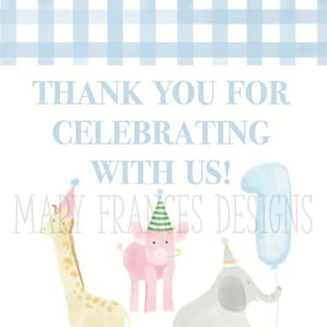 Party Animals - Thank You Gift Tags - Digital Download