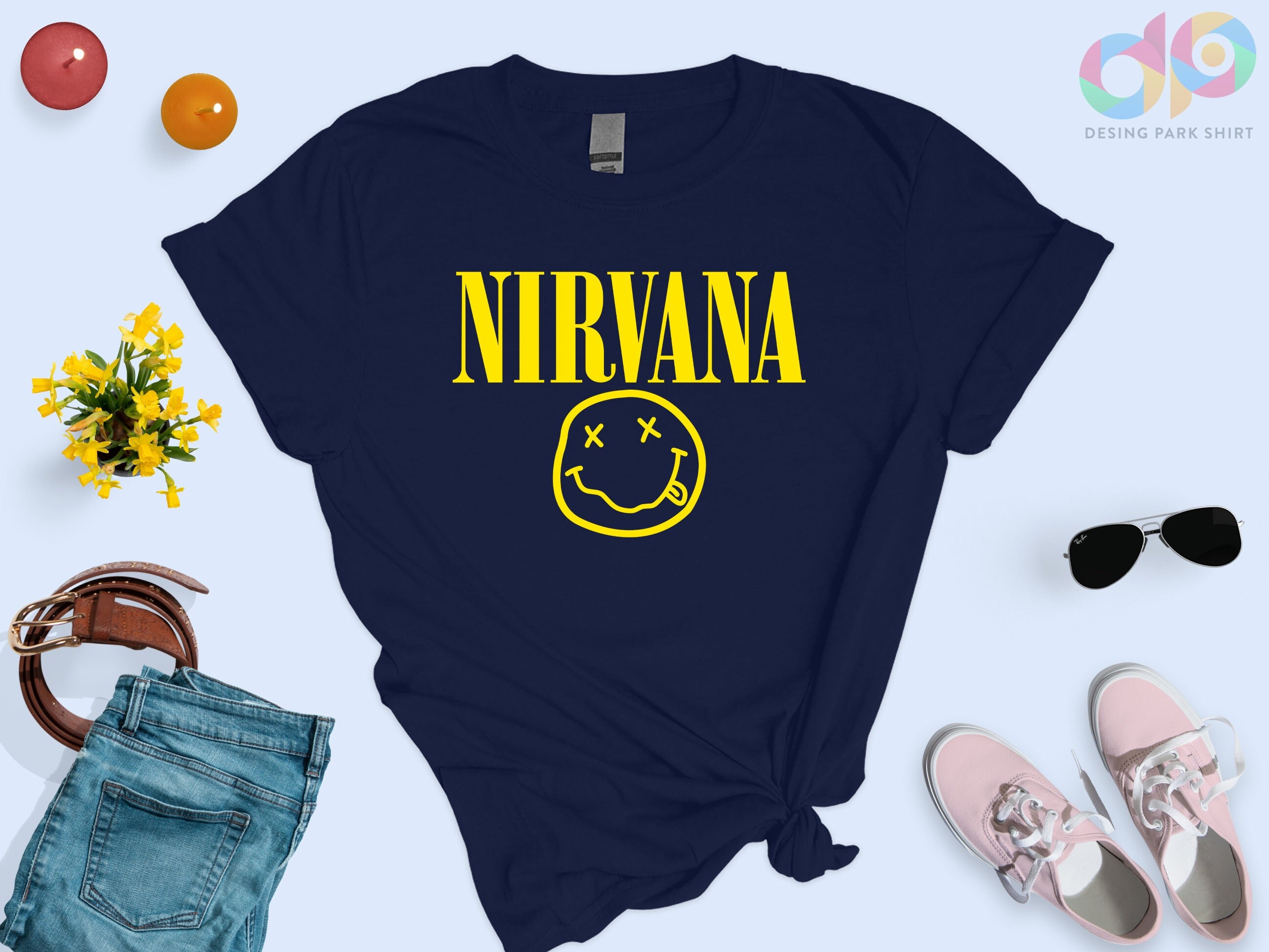 Discover Nirvana Smile Face Shirt, Nirvana Shirt, Vintage Band Shirt, Smiley Face Shirt, Aesthetic Shirt, Retro Smile Shirt, Gift For Friend