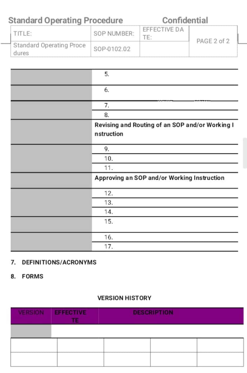 Standard Operating Procedure Template SOP Template Editable Word Form ...
