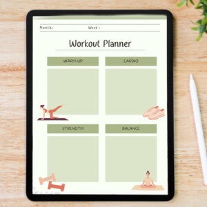 Workout Planner - Cute & Green || Digital Download