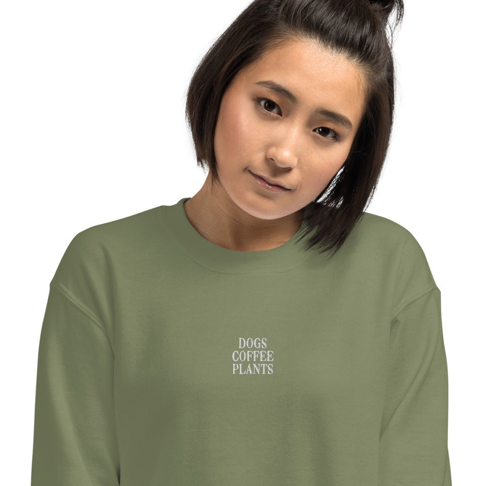 Dogs, Coffee, & Plants, Minimalist Sweater, Gifts For Her, Plant Mom Sweater, Minimalist Sweatshirt, Dog Mom Sweatshirt, Boho Sweater Onlytee
