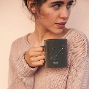 Zodiac Pisces Coffee Mug, Astrological Pisces Gift, February Birthday, March Birthday, Minimalist Zodiac Cup, Pisces Constellation Mug