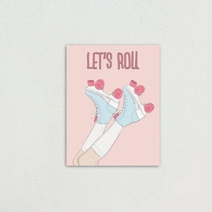 Retro Roller Skating Poster, Retro Art, Retro Roller Skates Art Print, Living Room Ideas, Office Decor, Motivational Poster, Fun Art Print
