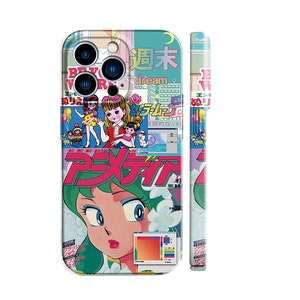 Kawaii 90s Anime Manga Phone Case for iPhone 16 E 15 14 13 12 11 Pro Max Samsung S23 S24 FE S21 S22 PLUS S25 Ultra Google Pixel 7 8 9 Pro XL