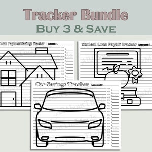 Savings Tracker, Debt Payoff Tracker, House Down Payment, Car Savings, Car Down Payment, Student Loan Debt, Tracker Bundle