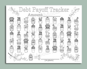 Debt Payment Tracker, Debt Payoff, Printable PDF, Instant Download, Plants