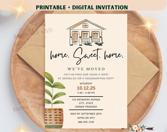 Invitación moderna para inauguración de casa: Invitación neutra para fiesta en casa (descarga digital) Invitación para nuevo hogar / Evite, invitación por mensaje de texto, imprimible