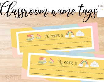 Printable Classroom Name Tags: Modern Student Desk Decor (Digital Download)