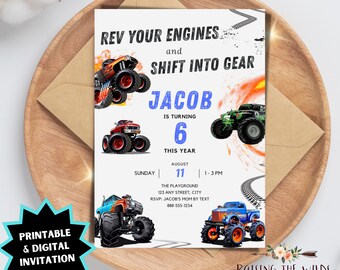 Monster Truck Birthday Invitation | Personalized Off-Road Truck Party Invite | Boys Printable Birthday Invite | Digital Download 5x7