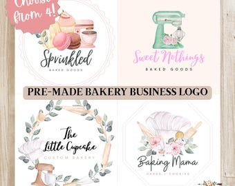 Bakery Logo | Premade Logos, Choose from 4, Farmhouse Style Bakery Logo for Small Business | Rustic Modern Neutral, Baking Business Logo