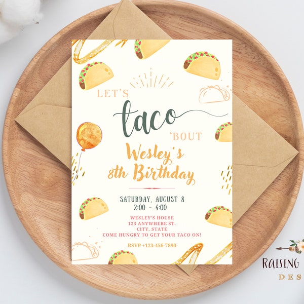 Taco Party Invitation, Digital Birthday invite, Taco Birthday, Taco Party or Event, Printable, Social Media, digital invite