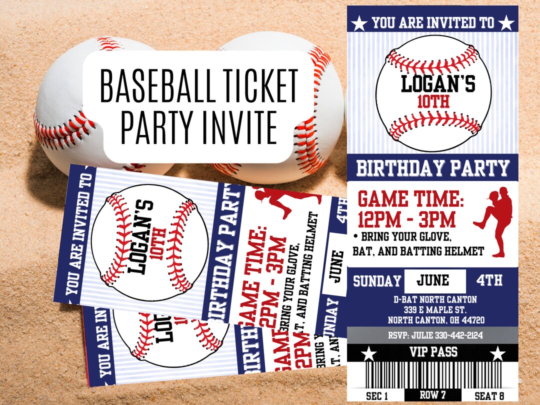 Baseball Ticket Invitation Birthday | Printable Sports Party Invite ...