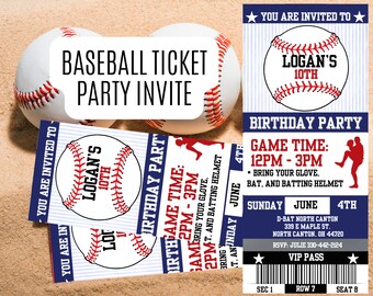 Baseball Ticket Invitation Birthday | Printable Sports Party Invite | Custom Game Day VIP Pass | Digital Download Personalized Invitation