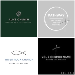 Vorgefertigtes Kirchenlogo | Christliches Logo Design | Kreuz, Taube, Bibel, Faith-Based Branding | Dienstleister Logo für Kirchen, 4 Optionen