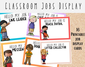 Classroom Job Chart Set With Name Tags for Bulletin Board, Chalkboard ...