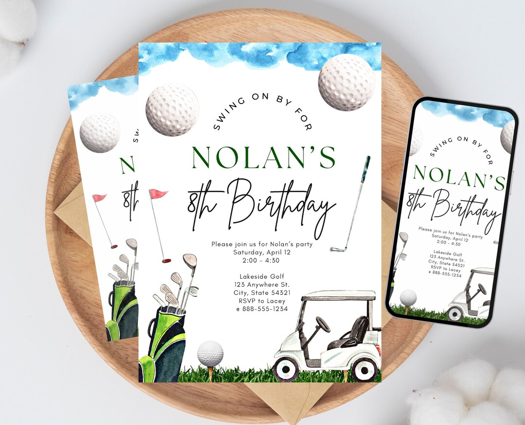 Golf Birthday Invite Digital Invitation Golf Theme Party - Etsy