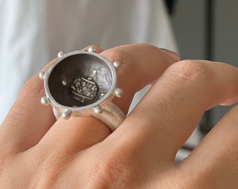 Modern Sterling Silver Statement Ring: Handmade Artisanal Jewelry