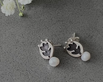 Tulip Silver handmade earrings | 925 Sterling Silver | Stud earrings | Gift for her | Minimalist earrings |