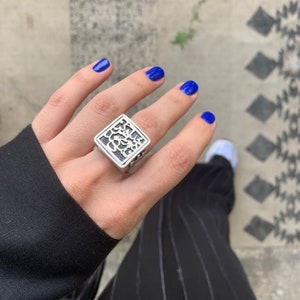 925 Sterling Silver handmade ring | God Never Is Late ring | Persian Calligraphy ring | Handmade ring | انگشتر خدا هرگز دیر نمی کند |