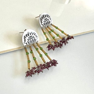 Persische Sonne Ohrringe | Tribal künstlerischer Tropfenohrringe | Boho einzigartiges Geschenk | Frau und Sonne Ohrringe | Geschenk für Ihn einzigartiges Geschenk |