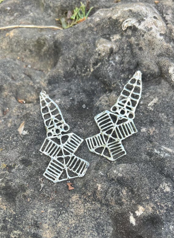 Geometric Carpet Earrings: Handmade 925 Sterling Silver Dangle Earrings, handmade in Canada