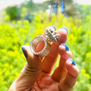 925 Sterling Silver Flower Ring | Handmade Modern ring | minimal statement Jewelry | floral unique pearl ring
