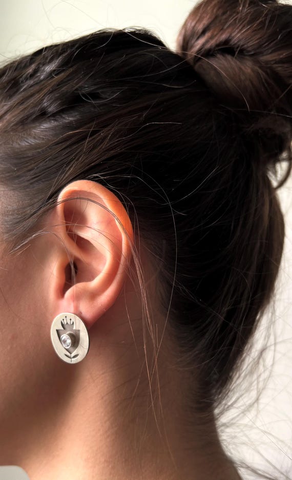 Pennello Orecchini a Bottone in Argento Sterling 925 con